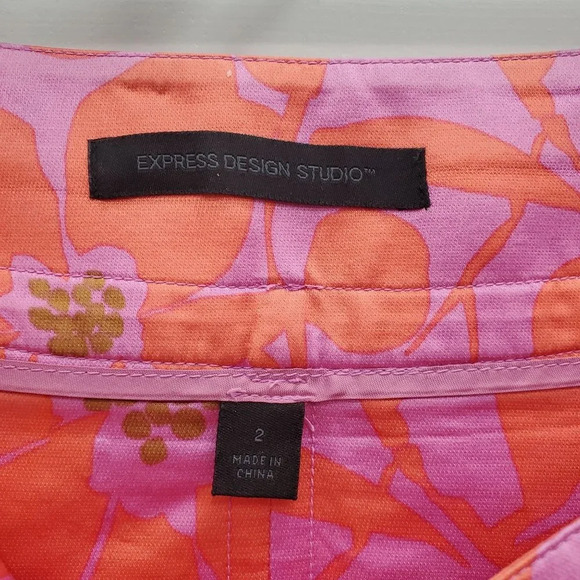 Express Women's Vintage Coral Purple Silk Blend Funky Retro Belted‎ Kilt Skirt 2 - Picture 4 of 6